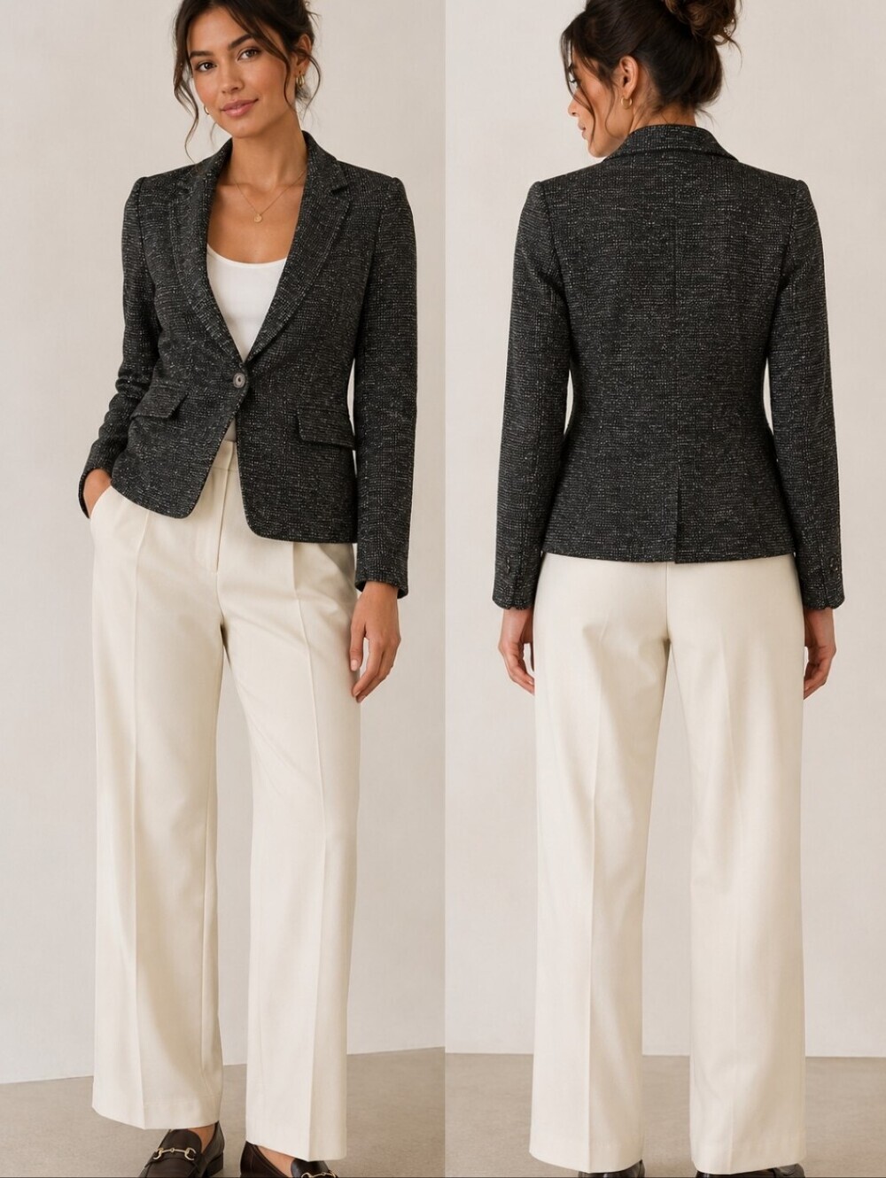 Cartonnier Anthropologie Tweed Blazer Tree Print Lining Academia Jacket S